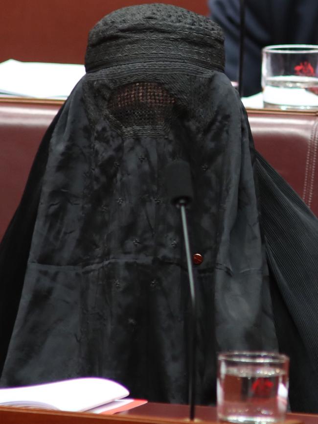 The senator in the burqa. Picture: Gary Ramage