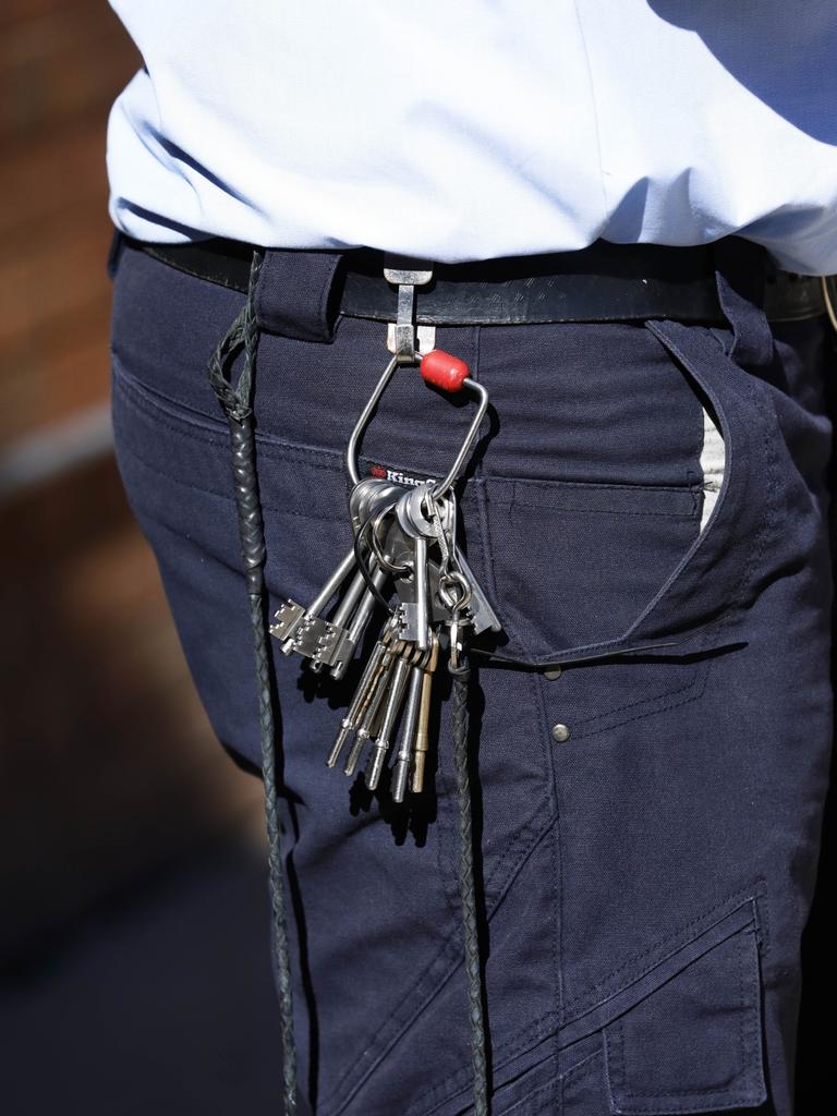 A corrections officer at the newly refurbished High Risk Management Correctional Centre Area 2 at Goulburn Jail, Goulburn, NSW. Picture: Sean Davey