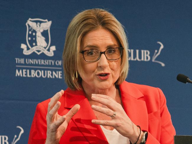 Premier Jacinta Allan speaking at a Melbourne Press Club Lunch on Thursday 24/10/2024. At the lunch, the Premier announced a review into building and planning systems in a bid to fast track and simplify the subdivision process. Picture: Melbourne Press Club