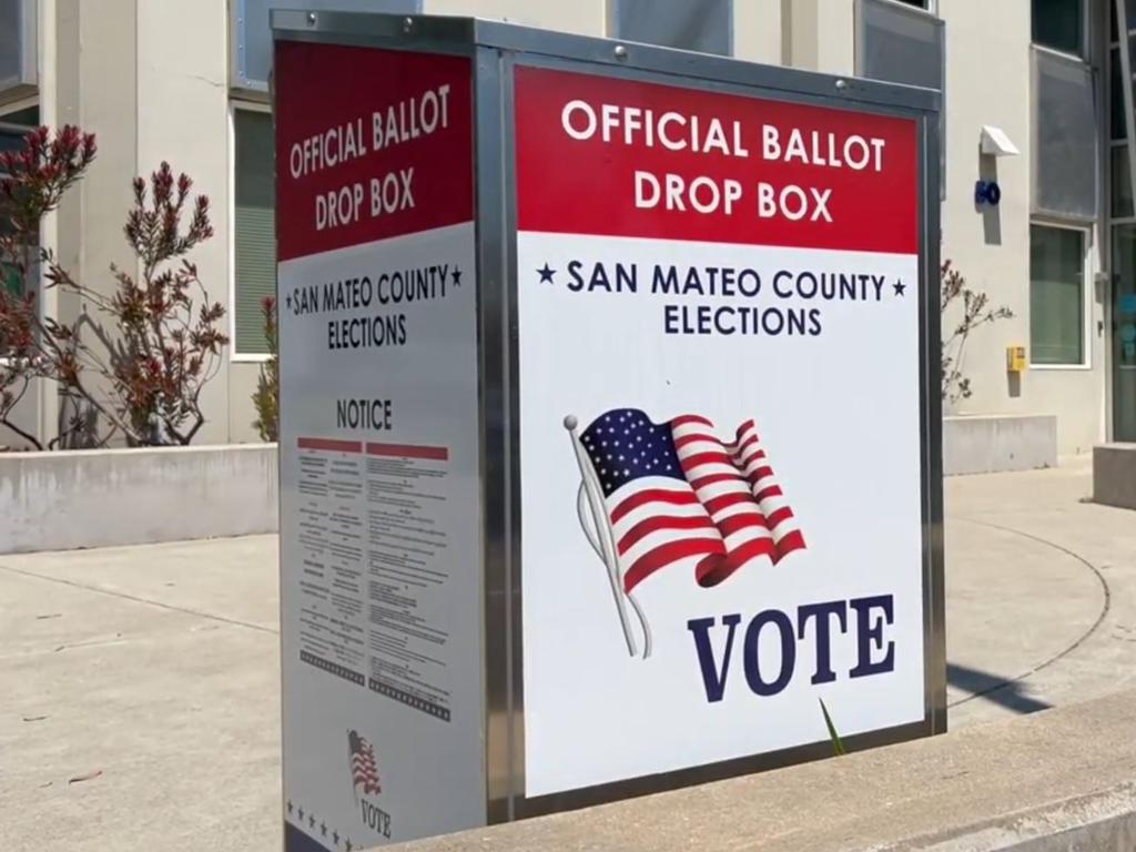 An official ballot box in Brisbane, California.