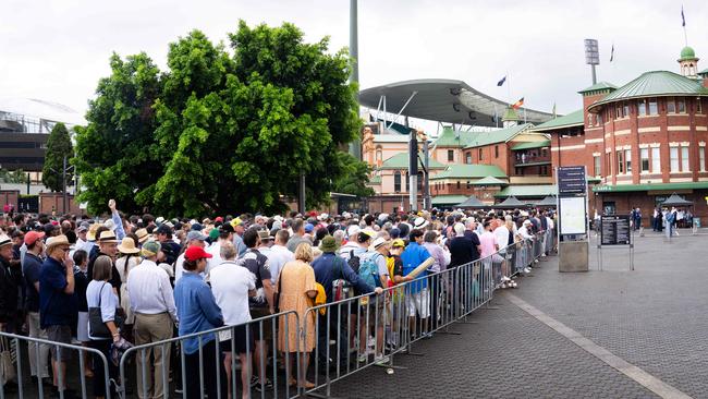 Thousands of cricket fans lined up since 4am. Picture: Tom Parrish