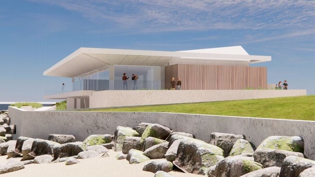 Southern beachside aspect of the new West Beach Surf Lifesaving Club. Pic: Walterbrooke