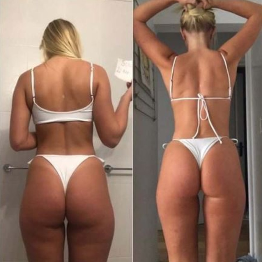 Sonja Katariina, 24, took part in an eight-week challenge focusing on weights and plenty of daily squats which helped tone her booty. Picture: Instagram/ SonjaKatariina