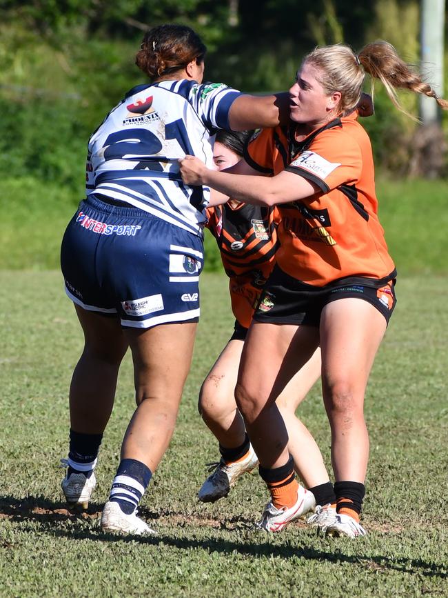 The Herbert River Crushers Women’s team drew 20-20 with Townsville Brothers in a hard-fought contest in Ingham on Saturday. Picture: Cameron Bates