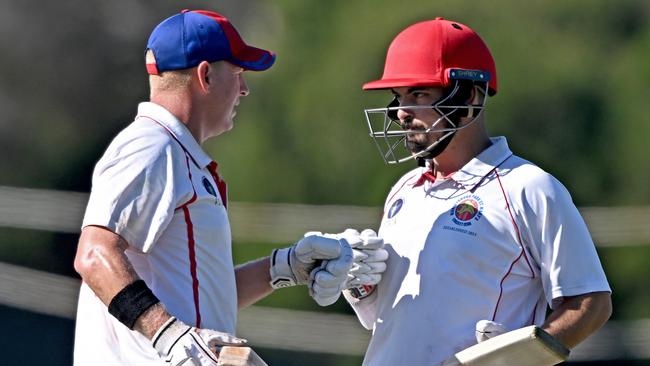 Maribyrnong Park St Mary's Jason McGann and Daniel Stavris. Picture: Andy Brownbil