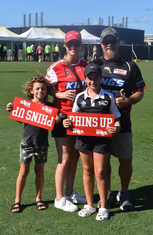 Spectators out and about to enjoy the Dolphins vs Titans NRL trial match at the Sunshine Coast Stadium. Picture: Eddie Franklin.