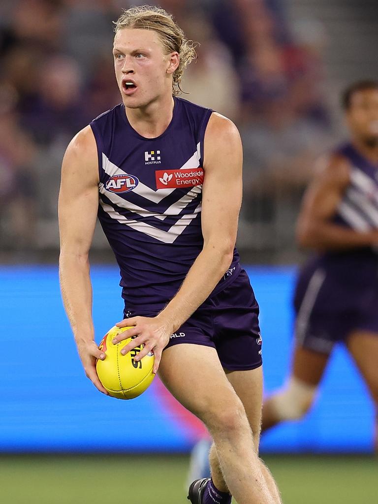 Hayden Young starred in a dominant Fremantle midfield. Picture: Paul Kane/Getty Images