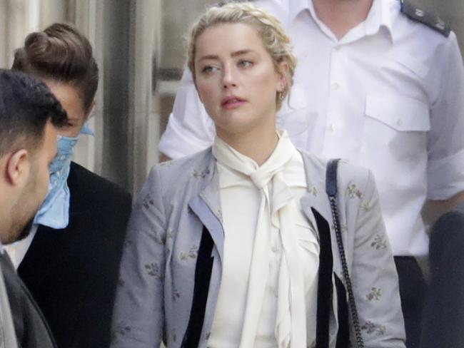 Amber Heard leaves the Royal Courts of Justice in London. Picture: Getty