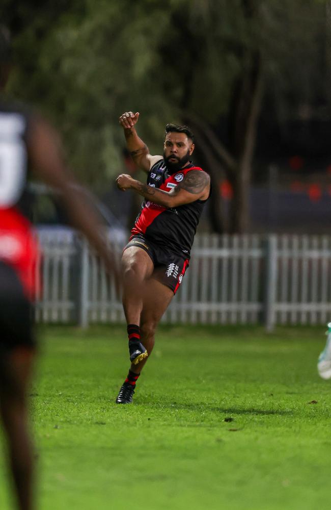 West Alice Springs have won their first game in two years with Anthony Lew-Fatt kicking four goals against Pioneer in Round 4 of the 2024 CAFL season. Picture: Charlie Lowson / AFLNT Media