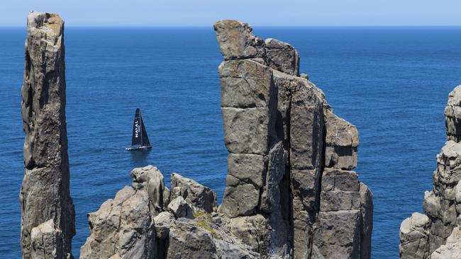 A yacht off the Tassie coast on the final approach to Hobart. Pic: Andrea Francolini.