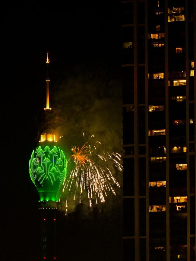 Fireworks explode next to the Lotus Tower during New Year's Eve celebrations in Colombo. Picvture: AFP