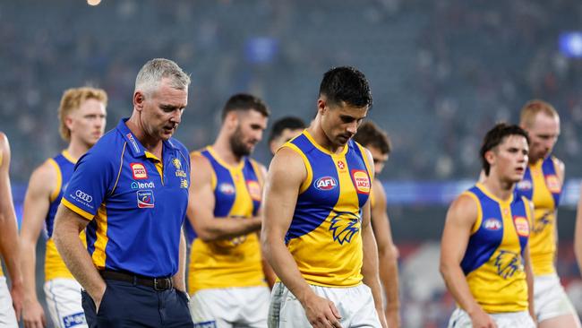 Adam Simpson and the lowly Eagles. Photo by Dylan Burns/AFL Photos via Getty Images.