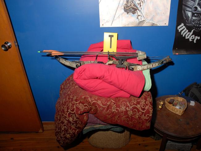 Photographs of weapons found by police in the home of Fiona and Mitchell Barbieri after Bryson Anderson was murdered.