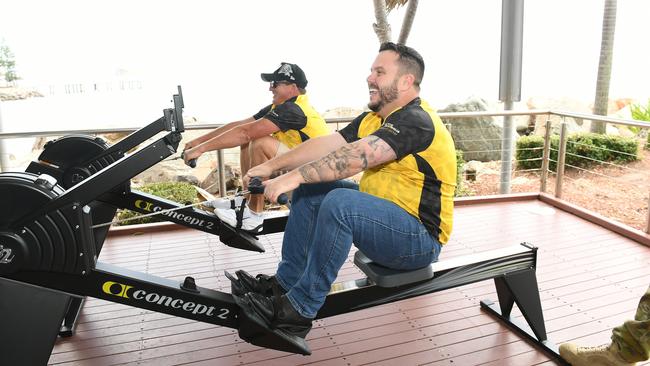 Row off between Beau King, Invictus Games Alumni and Phil Thompson MP, at the launch of Invictus Australia in NQ. Picture: Shae Beplate.