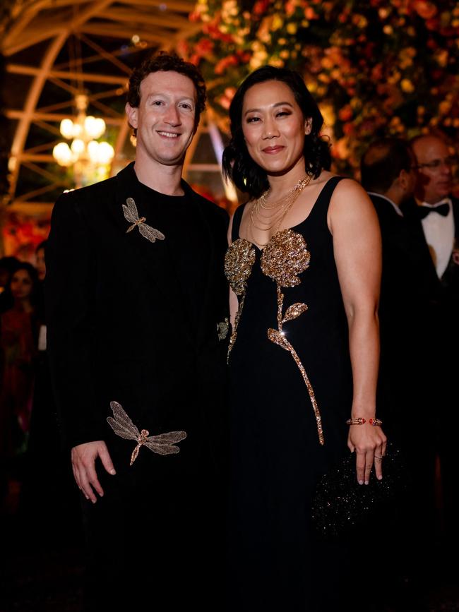 Meta chief Mark Zuckerberg (L) with his wife Priscilla Chan attending a three-day pre-wedding celebration hosted by billionaire tycoon Mukesh Ambani, for his son Anant Ambani and Radhika Merchant in Jamnagar. Picture: Reliance/AFP Photo