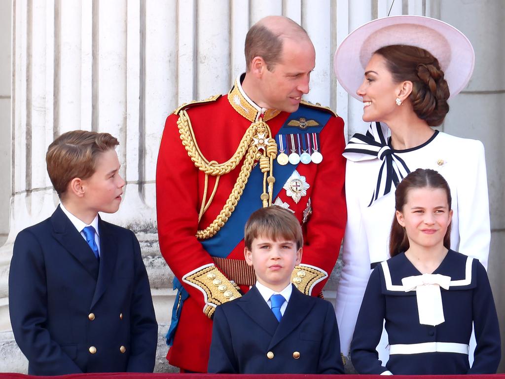 Prince William and Kate Middleton attend the Trooping of the Colour ceremony with their children amid Kate’s cancer battle. Picture: Chris Jackson/Getty Images