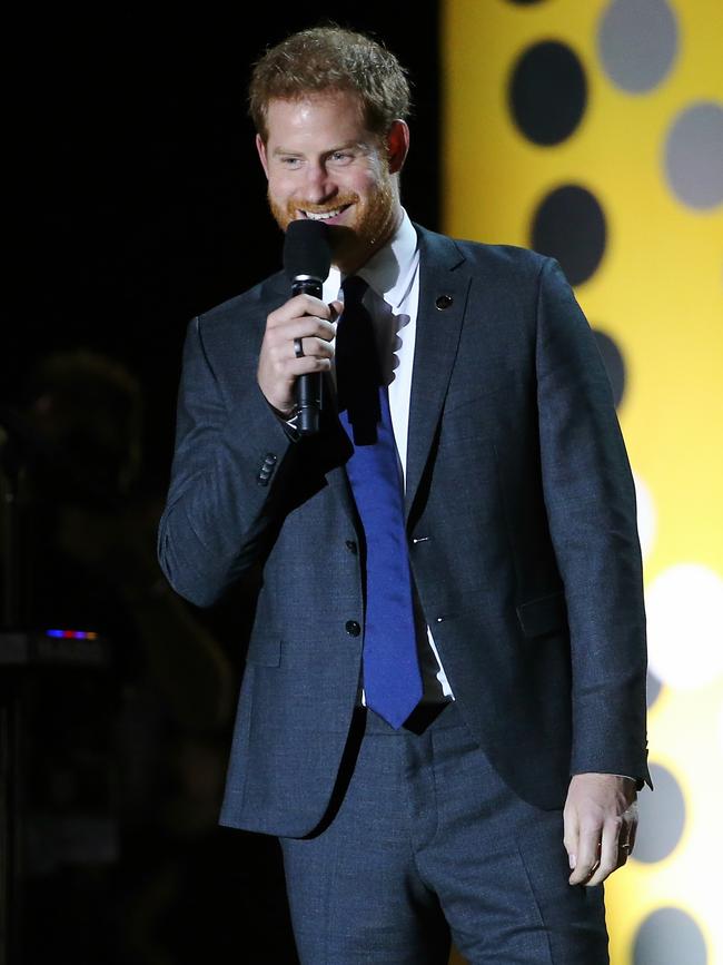 Prince Harry has had huge success with the Invictus Games for injured service personnel and has been known to practice his public speaking engagements with his wife. Picture: Toby Zerna