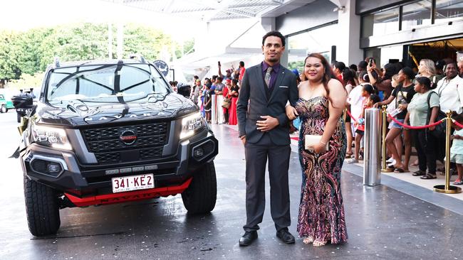 Malakai Ah Mat and Rose Mene arrive at the Mount St Bernard College senior formal evening, held at the Pullman Reef Hotel Casino. Picture: Brendan Radke