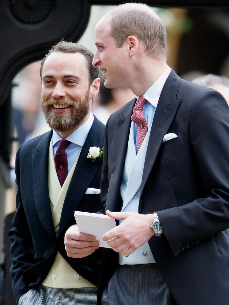 James with his brother-in-law, Prince William, at Pippa Middleton’s wedding. Picture: Max Mumby/Indigo/Getty Images