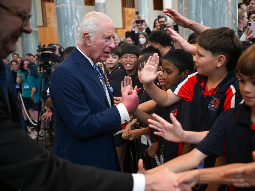 King Charles III attends the ceremonial welcome and Parliamentary reception at the Australian Parliament House. Picture: Getty