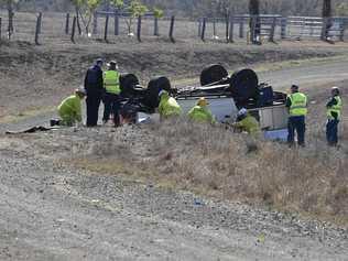 Police at the scene of a fatal crash at Southbrook. 