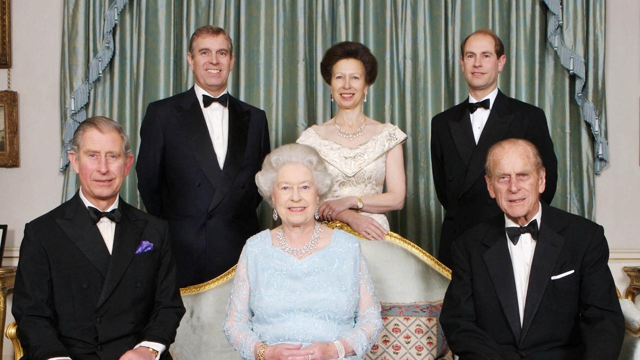 Queen Elizabeth II with her husband Prince Philip and their children, Prince Charles, Prince Edward, Princess Anne and Prince Andrew. Picture: Tim Graham/AFP