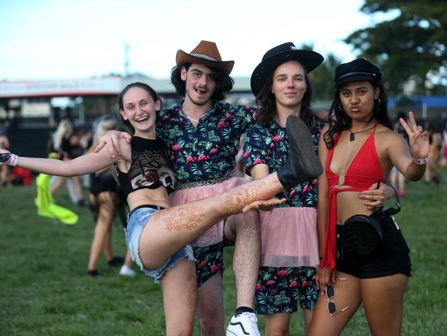The Grass Is Greener music festival at the Cairns Showgrounds. Miranda Walters, Sam Walters, Zack Bender and Adriana Bataillard. PICTURE: STEWART MCLEAN