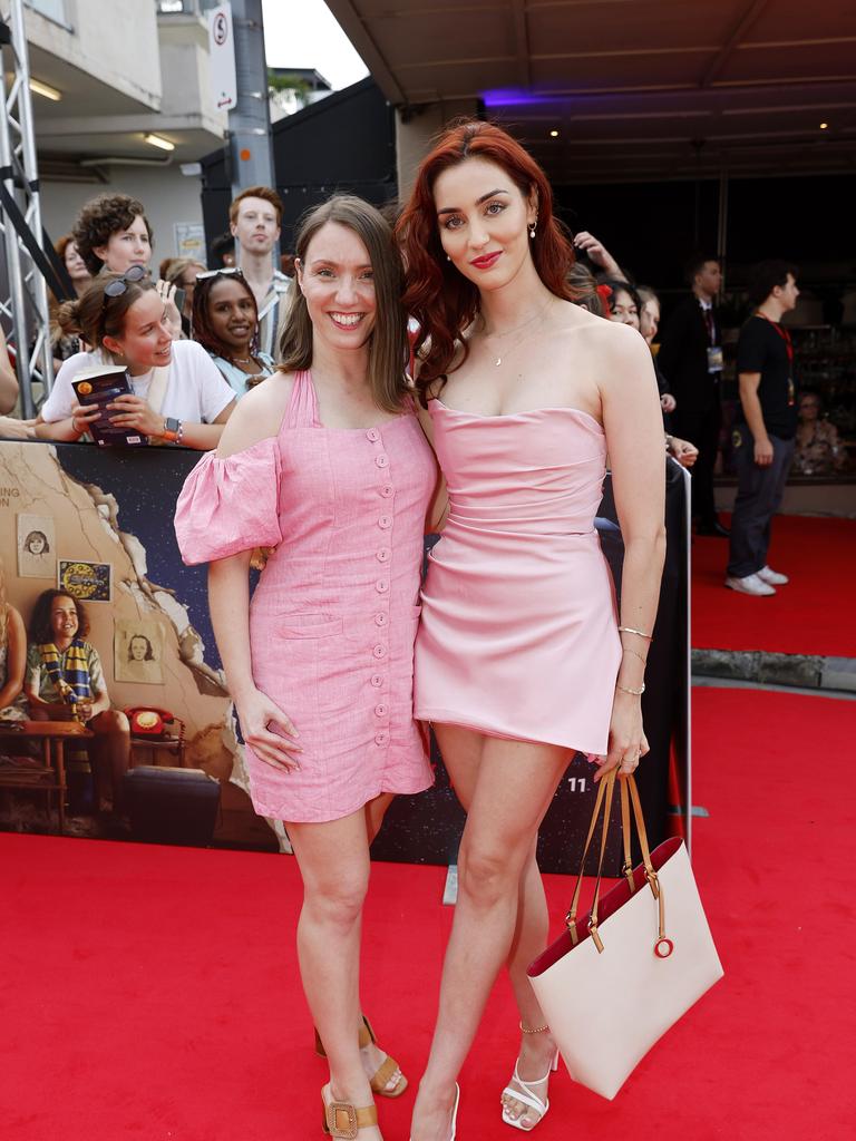 Liana Cantarutti and Aliandra Calabrese at the Netflix world premiere of Boy Swallows Universe at New Farm Cinemas. Picture: Josh Woning