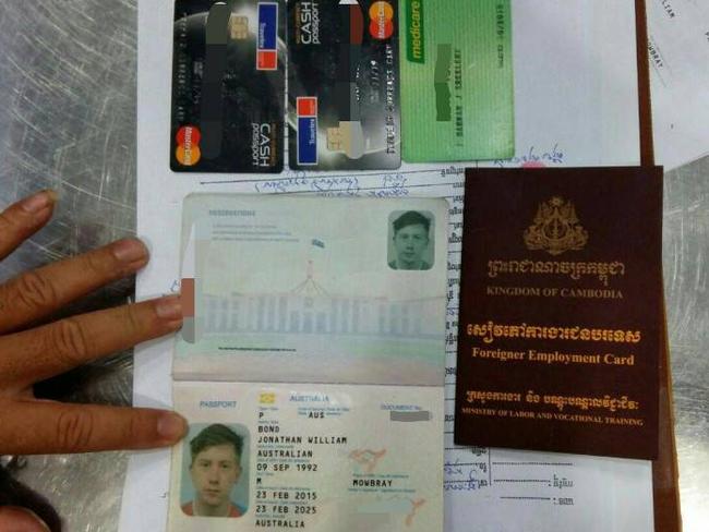 The passport of Australian man Jonathan Bond, 24, who died in a Phnom Penh guesthouse in February this year.