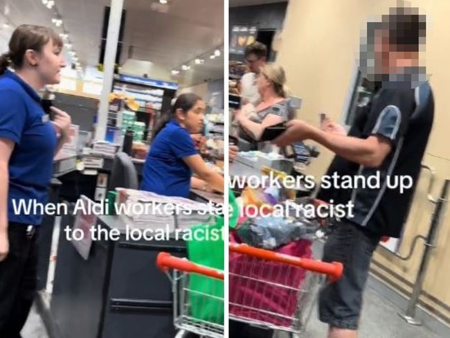 The Aldi worker told the man he had to leave. Picture: TikTok