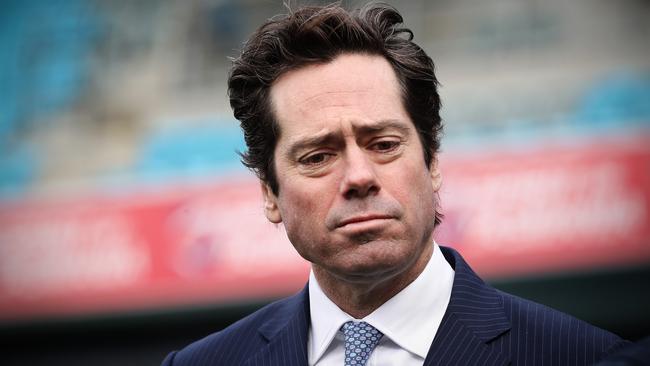 AFL boss Gillon McLachlan has confirmed the league is looking at five-day breaks for 2019. Picture: Luke Bowden