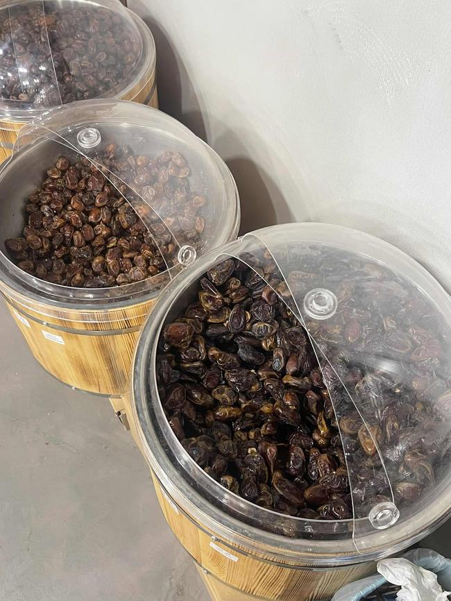 Bins of different date varieties at the Nizwa souk. Picture: Natalie Brown/news.com.au