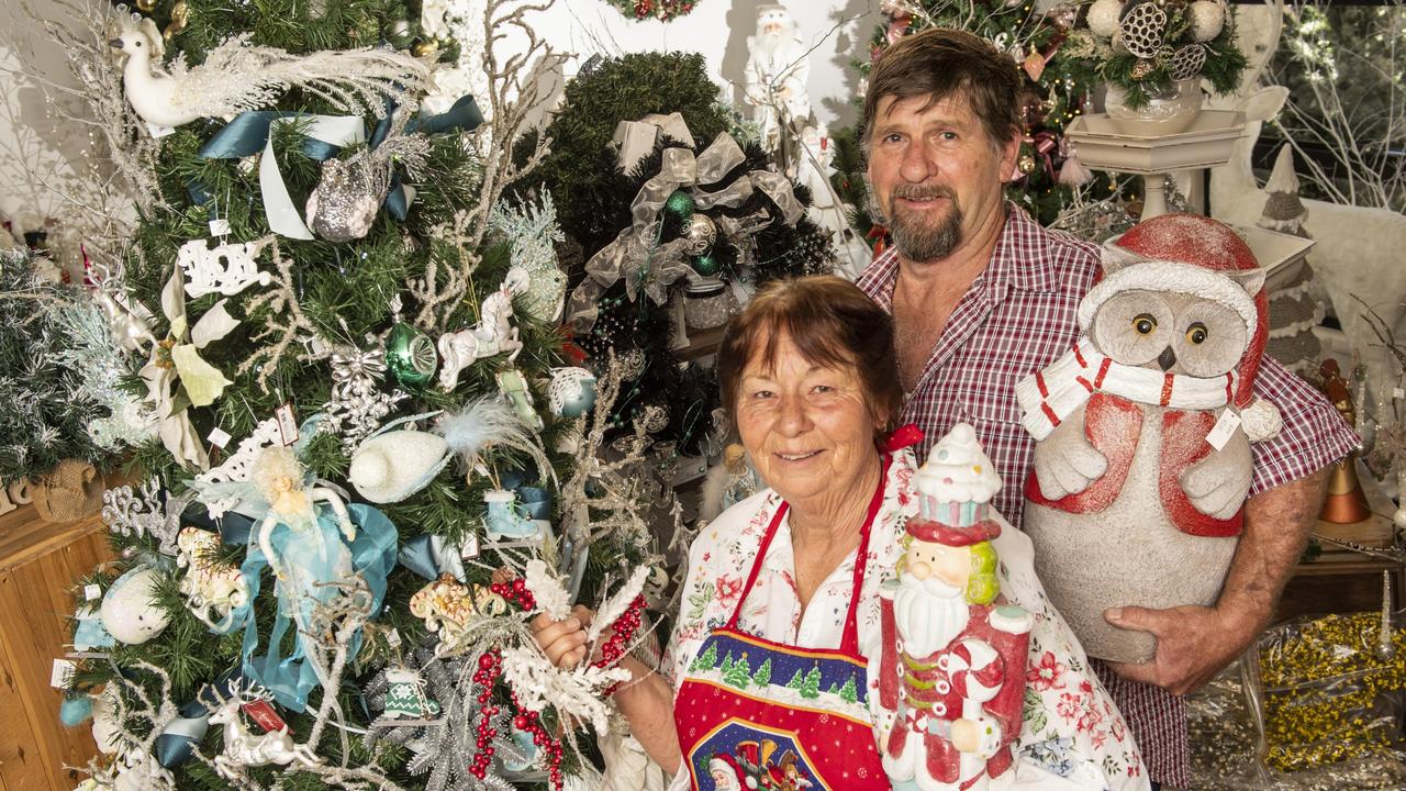 Julie Dowd and Michael Fox from Tanglewood Christmas Treasures in Cabarlah. Picture: Nev Madsen.