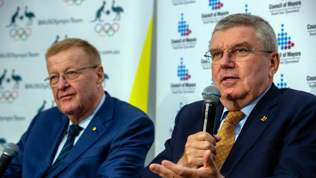 International Olympic Committee president Thomas Bach and president of the Australian Olympic Committee John Coates (left) start pushing a possible bid for the 2032 Summer Olympics.