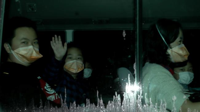 Evacuees arrive on Christmas Island on Tuesday morning. Picture: Colin Murty