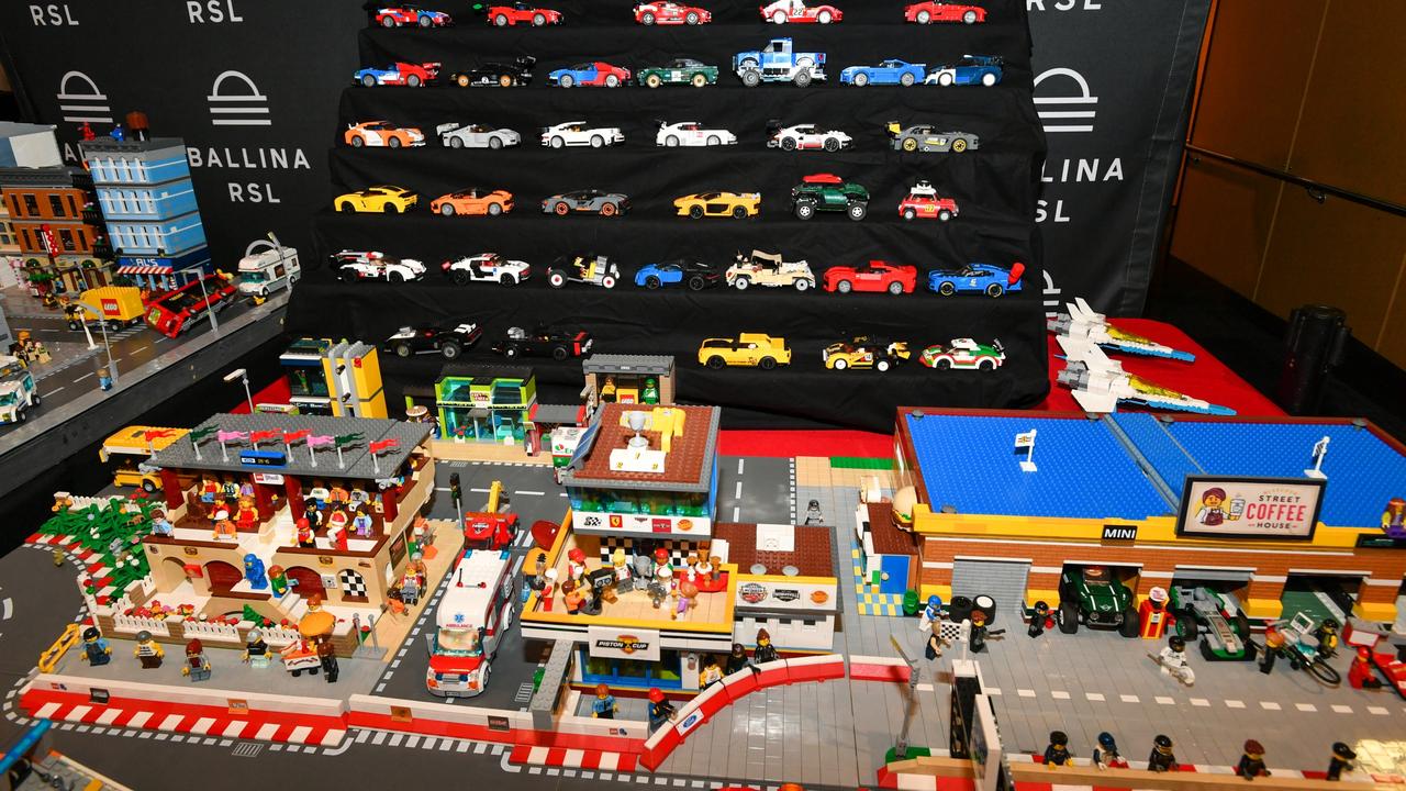 Lego city dioramas on display at the Ballina Brick Event inside the Ballina RSL Club 15-16 April, 2023.