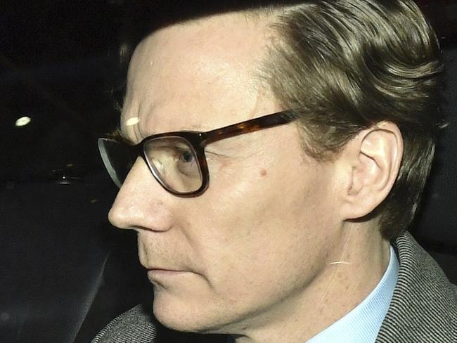 Chief Executive of Cambridge Analytica (CA) Alexander Nix, leaves the offices in central London, Tuesday March 20, 2018.  Cambridge Analytica, has been accused of improperly using information from more than 50 million Facebook accounts. It denies wrongdoing. (Dominic Lipinski/PA via AP)