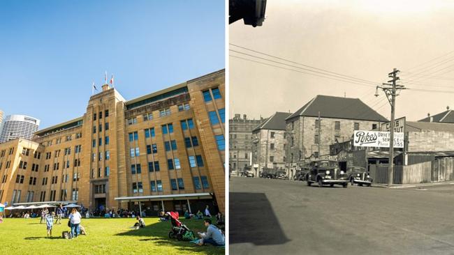 The MCA, left, and right, a 1939 view showing the Commissariat Stores building where the museum now stands.