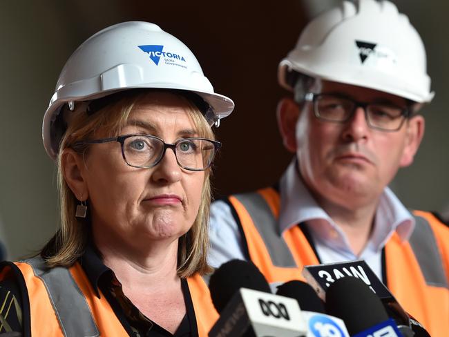 MELBOURNE, AUSTRALIA - NewsWire Photos OCTOBER 4TH, 2022: Deputy Premier Jacinta Allan and Victorian Premier Daniel Andrews, make an announcement at Arden Station, Melbourne.Picture: NCA NewsWire / Nicki Connolly