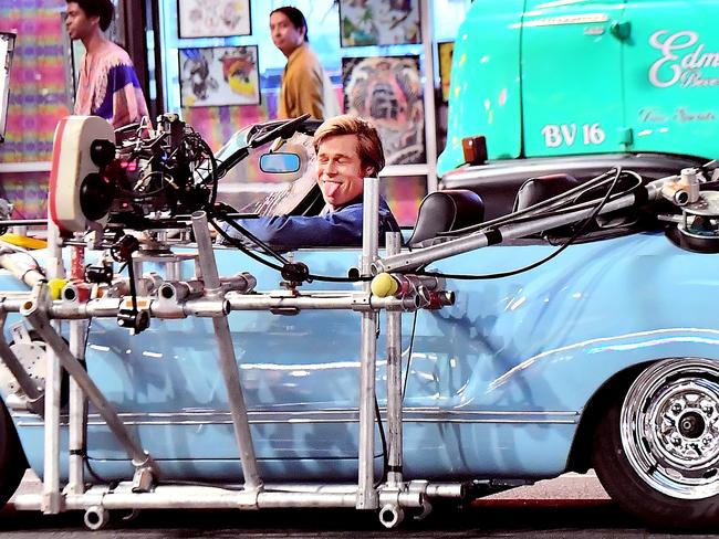 Brad Pitt sticks out his tongue out at onlookers on Hollywood Blvd. Picture: MEGA