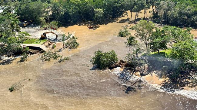 An aerial view of Casuarina Street, Holloways Beach in Queensland, showing damage from Cyclone Jasper. Picture: Cairns Regional Council