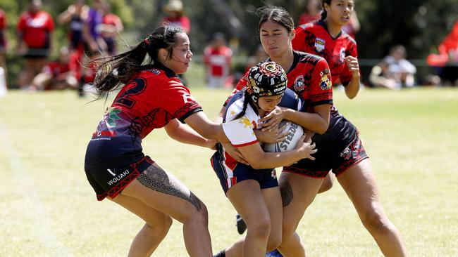 Lucy Driscoll from Philippines. 16 Girls Tonga v Philippines. Harmony Nines Rugby League. Picture: John Appleyard