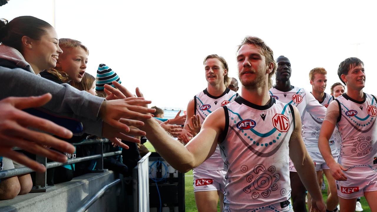 The Power were far too good in the end in Hobart. (Photo by Michael Willson/AFL Photos via Getty Images)