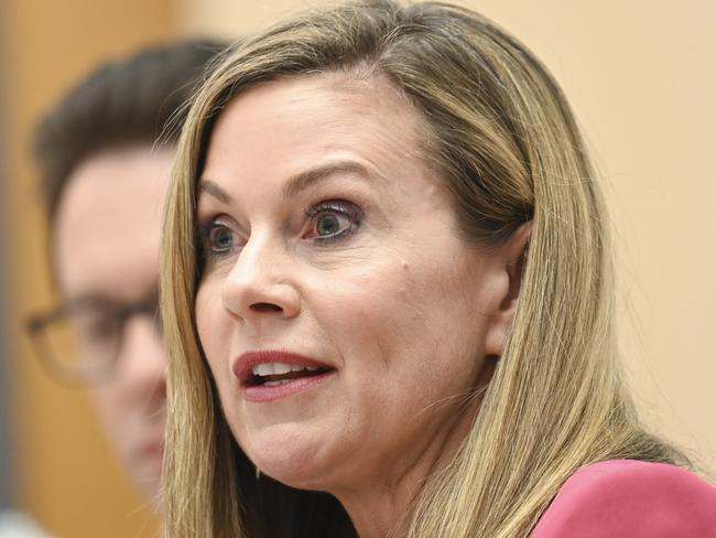 CANBERRA, Australia - NewsWire Photos - October 17, 2024: eSafety Commissioner Julie Inman Grant appears at the Communications Legislation Amendment (Combatting Misinformation and Disinformation) Bill 2024 hearing at Parliament House in Canberra. Picture: NewsWire / Martin Ollman