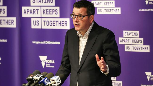 Victorian Premier Dan Andrews announces a six-week lockdown of metropolitan Melbourne and Mitchell Shire due to a spike in the number of coronavirus cases. Picture: NCA NewsWire / Ian Currie