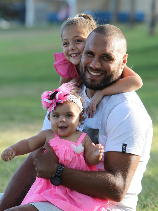 Yileen Gordon, pictured with his daughters Aliyah and Nyarla.