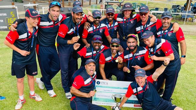 Haig Fawkner celebrates its VTCA T20 premiership. Picture: Haig Fawkner CC