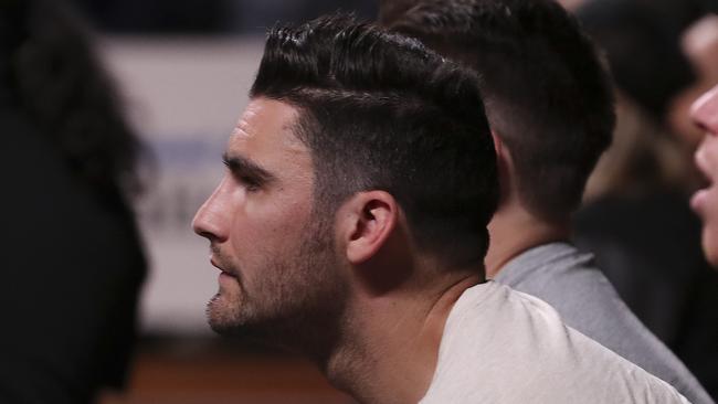 Chad Wingard checks out the Adelaide 36ers vs Perth Wildcats NBL game in Adelaide last week. Photo: Sarah Reed