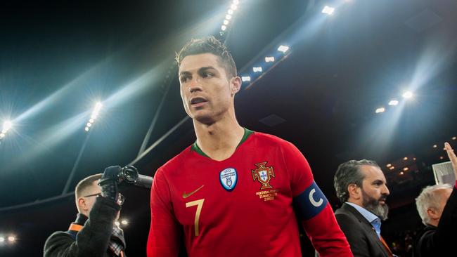 Cristiano Ronaldo of Portugal looks on during the International Friendly between Portugal and Egypt
