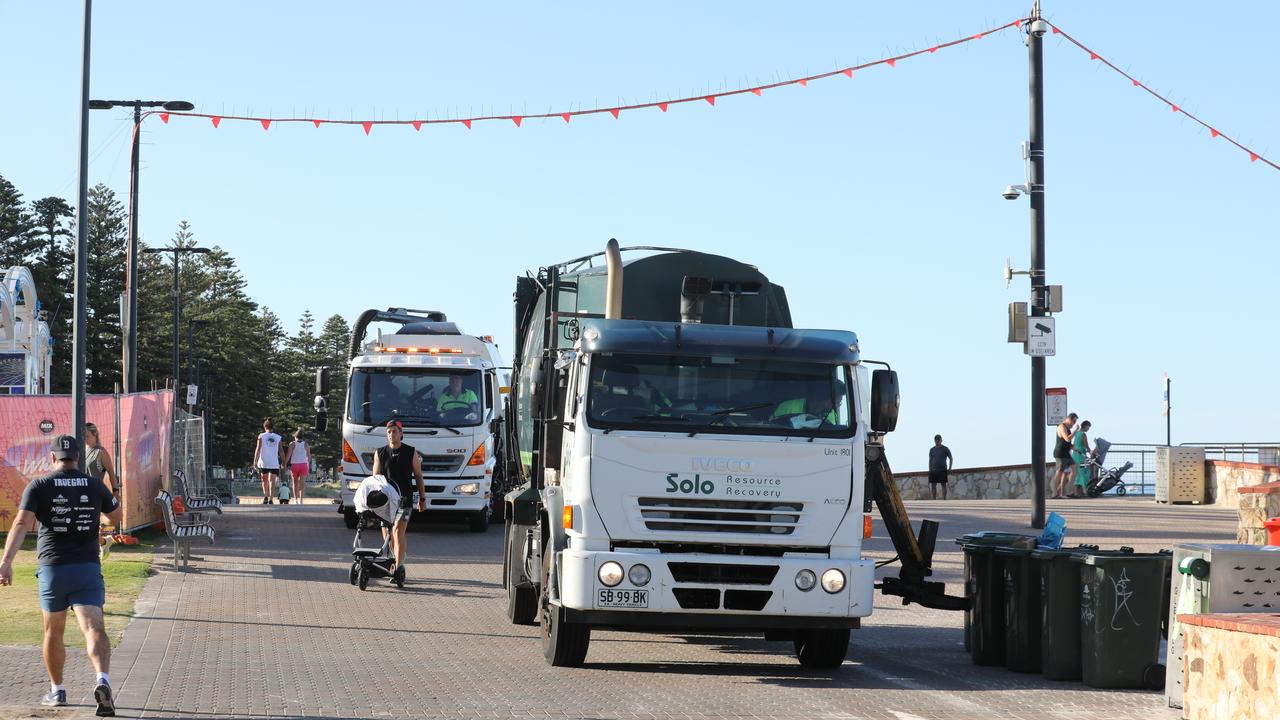 At Glenelg the very efficient clean-up after New Year’s Eve celebrations, leaving little evidence of the previous night’s massive crowd. Picture: Dean Martin